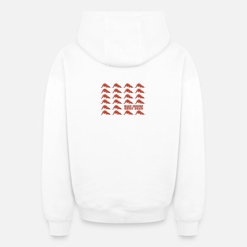 Make Shrimp Great Again - Sweat à capuche unisexe zippé oversize épais SPREAD - blanc