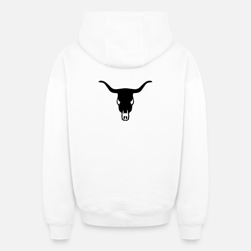 BULL SKULL - Sweat à capuche unisexe zippé oversize épais SPREAD - blanc