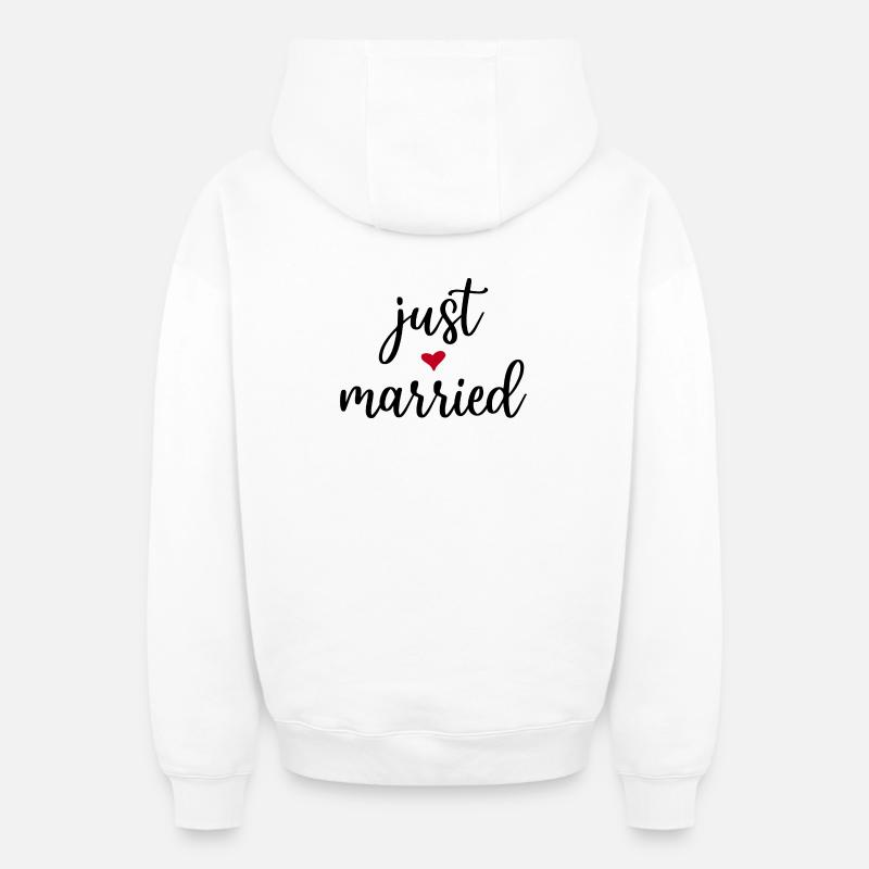 Just Married Idée cadeau - Sweat à capuche unisexe zippé oversize épais SPREAD - blanc