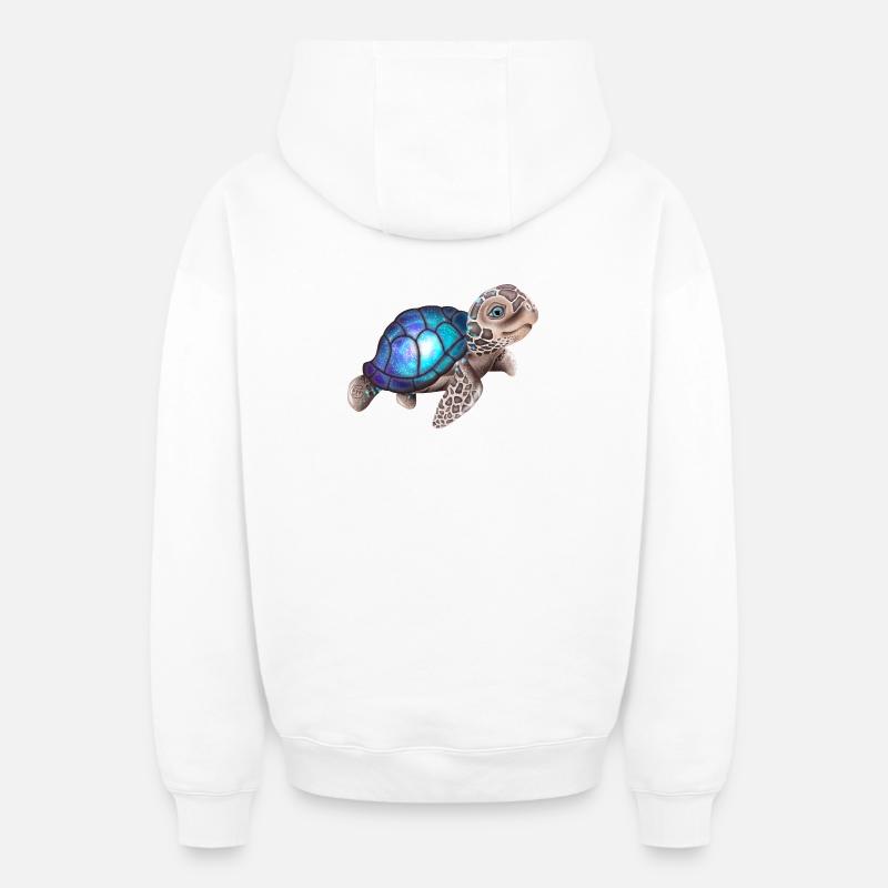 Tortue avec une galaxie - Sweat à capuche unisexe zippé oversize épais SPREAD - blanc