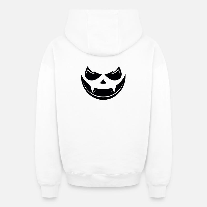 Visage de citrouille d’Halloween - Sweat à capuche unisexe zippé oversize épais SPREAD - blanc