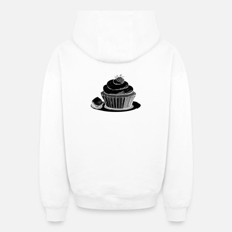 Cupcake Fraise - Sweat à capuche unisexe zippé oversize épais SPREAD - blanc