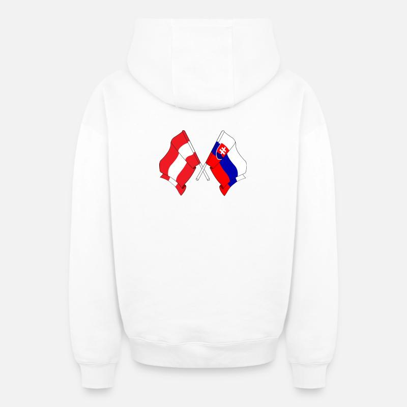 Drapeau Autriche, drapeau Slovaquie - Sweat à capuche unisexe zippé oversize épais SPREAD - blanc