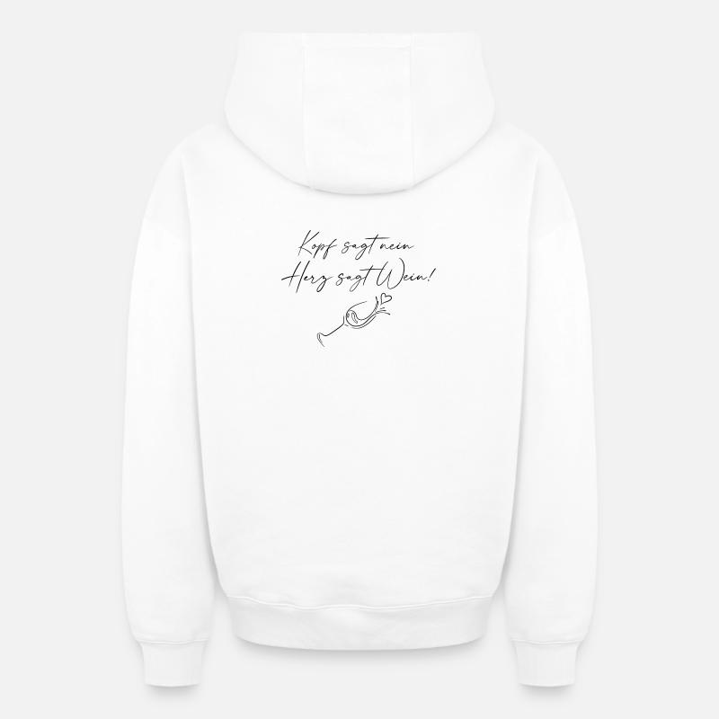 Le cœur dit vin - Sweat à capuche unisexe zippé oversize épais SPREAD - blanc
