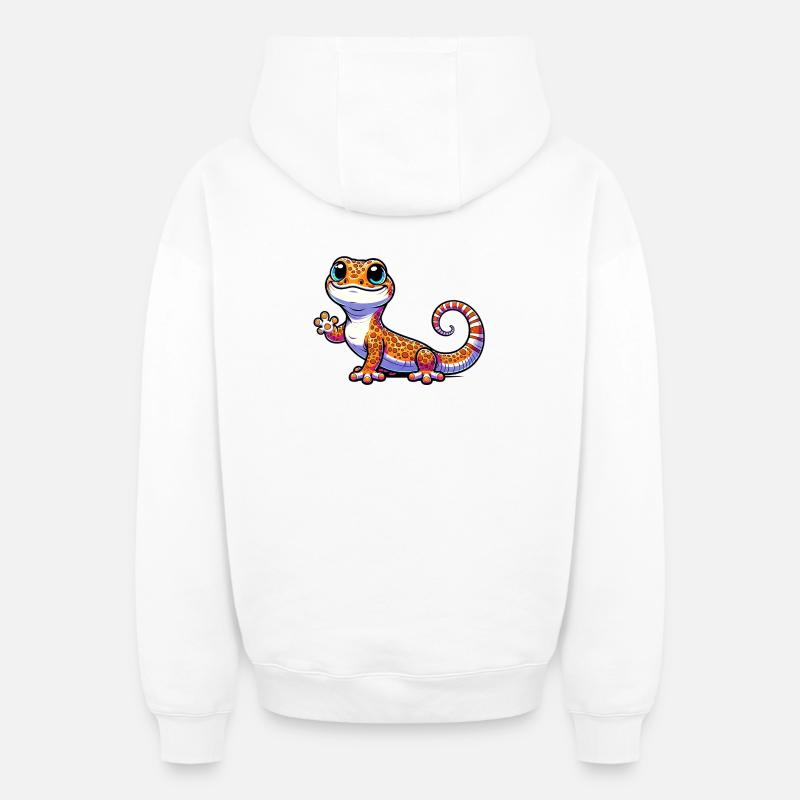 Gecko - Sweat à capuche unisexe zippé oversize épais SPREAD - blanc