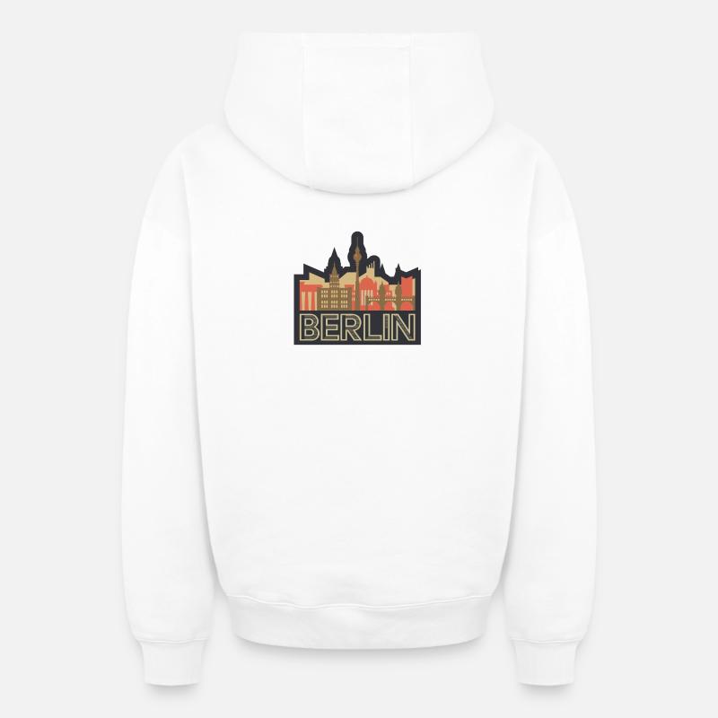 Berlin Skyline - Oversized Heavyweight Unisex Zip Hoodie - Weiß