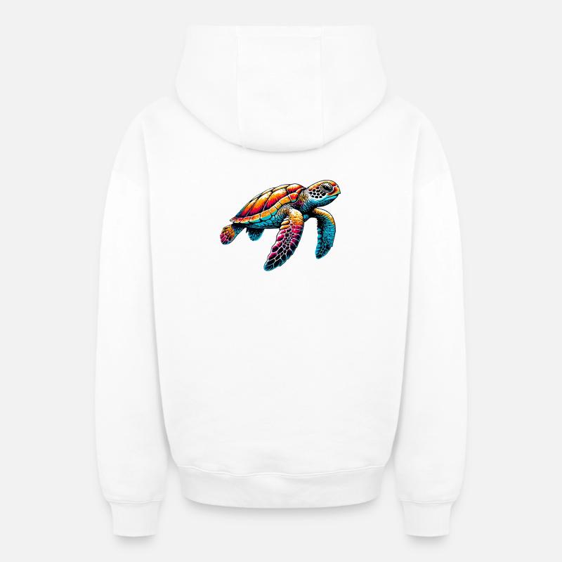 Tortue - Sweat à capuche unisexe zippé oversize épais SPREAD - blanc