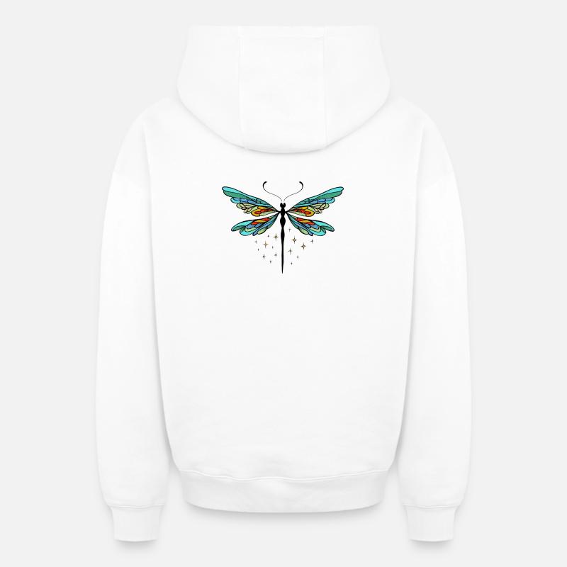 Libelle libellule - Sweat à capuche unisexe zippé oversize épais SPREAD - blanc