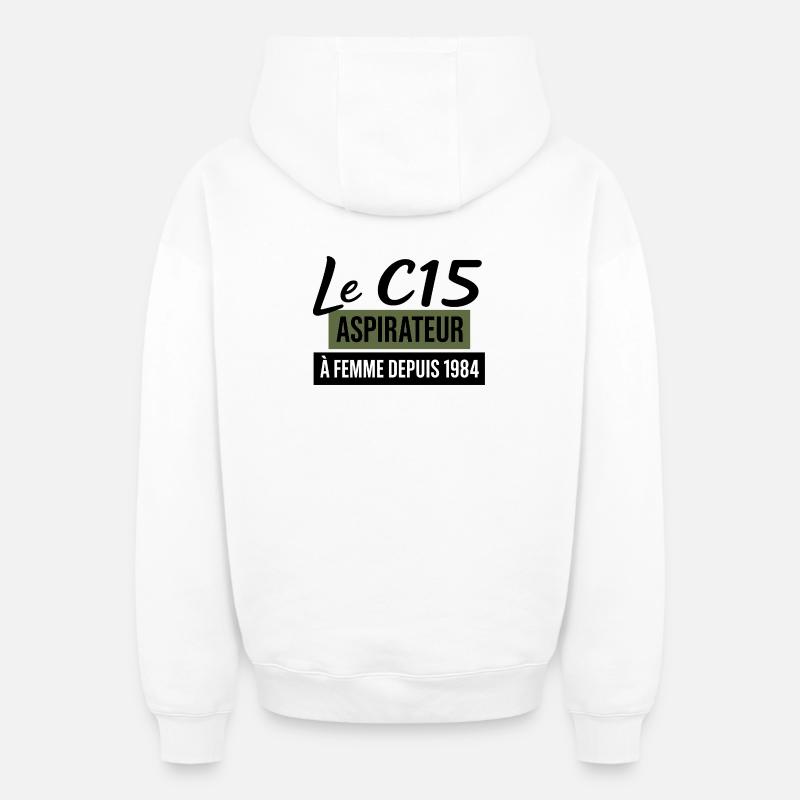 C15 - Sweat à capuche unisexe zippé oversize épais SPREAD - blanc