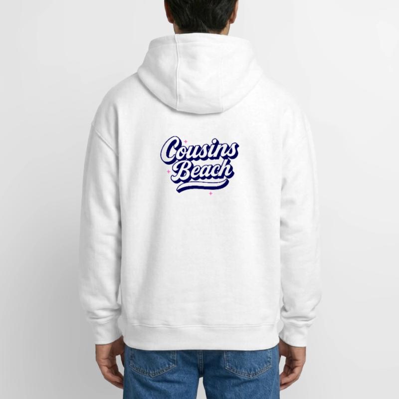 Cousins Beach - Conception de script rétro Sweat à capuche unisexe zippé oversize épais SPREAD