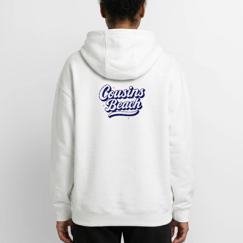Cousins Beach - Conception de script rétro Sweat à capuche unisexe zippé oversize épais SPREAD
