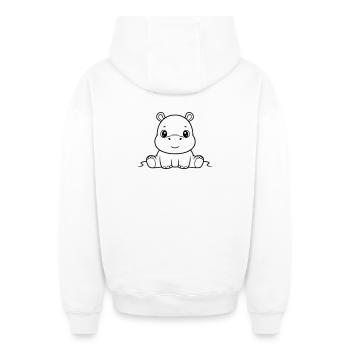 Süßes Baby Nilpferd Comic Outline - Oversized Heavyweight Unisex Zip Hoodie - Weiß - Hinten - AI Model Male 178 light (178cm)