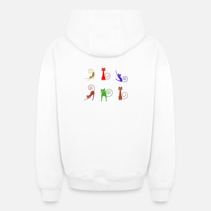 félin - Sweat à capuche unisexe zippé oversize épais SPREAD - blanc