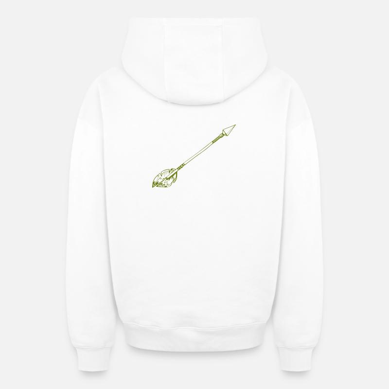 Flèche avec Plume - Sweat à capuche unisexe zippé oversize épais SPREAD - blanc