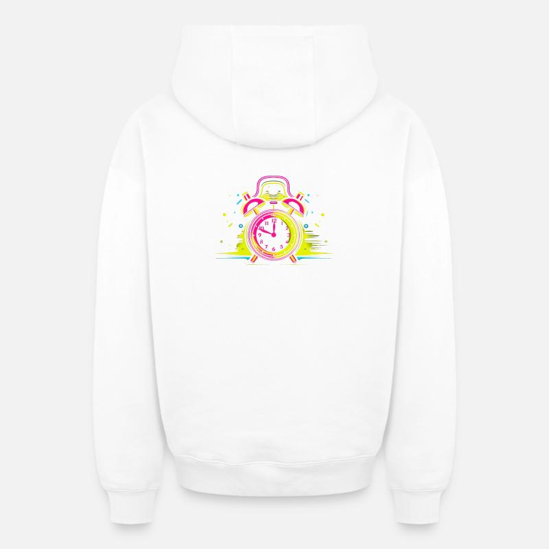 Wecker Synthwave - Oversized Heavyweight Unisex Zip Hoodie - Weiß
