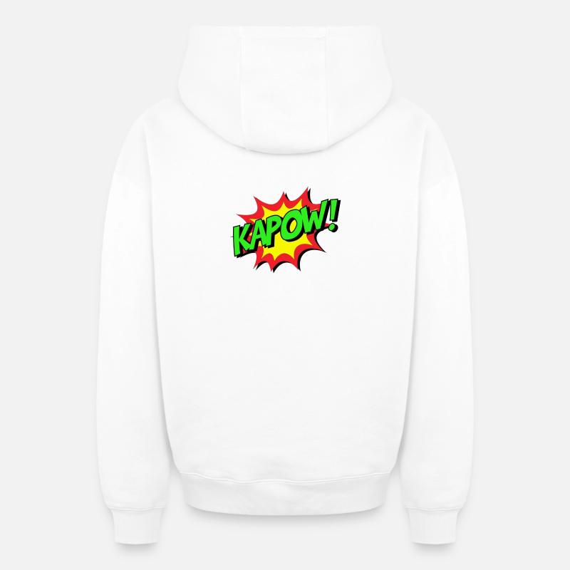 KAPOW Comic Explosion - Oversized Heavyweight Unisex Zip Hoodie - Weiß