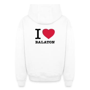 I LOVE BALATON Ungarn - Oversized Heavyweight Unisex Zip Hoodie - Weiß - Hinten - AI Model Male 178 light (178cm)