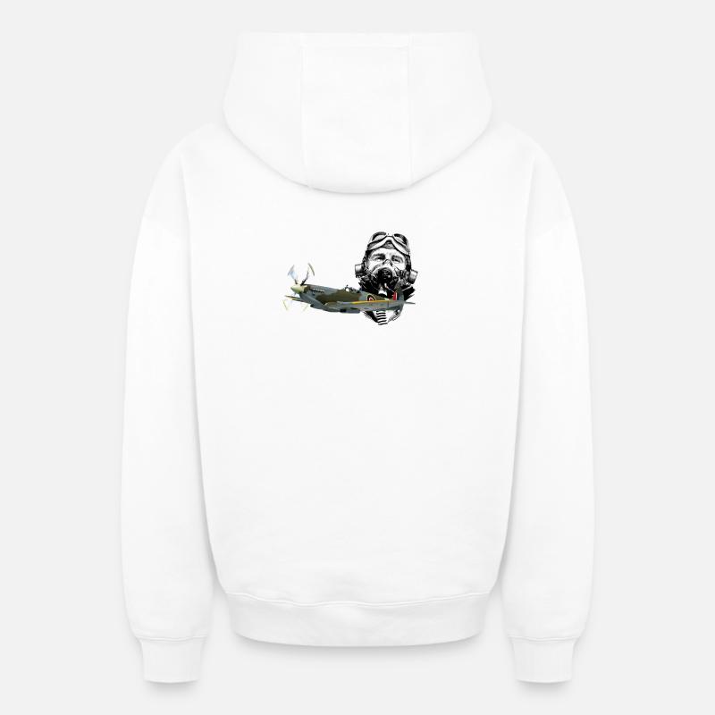 Pilot spitfire - Sweat à capuche unisexe zippé oversize épais SPREAD - blanc