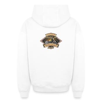 Alter schützt vor Vollgas nicht Motorrad Spruch - Oversized Heavyweight Unisex Zip Hoodie - Weiß - Hinten - AI Model Male 178 light (178cm)