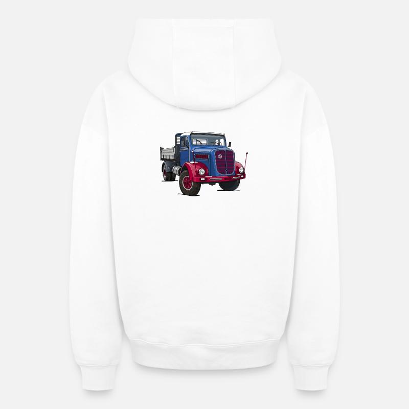 LKW Oldtimer - Oversized Heavyweight Unisex Zip Hoodie - Weiß