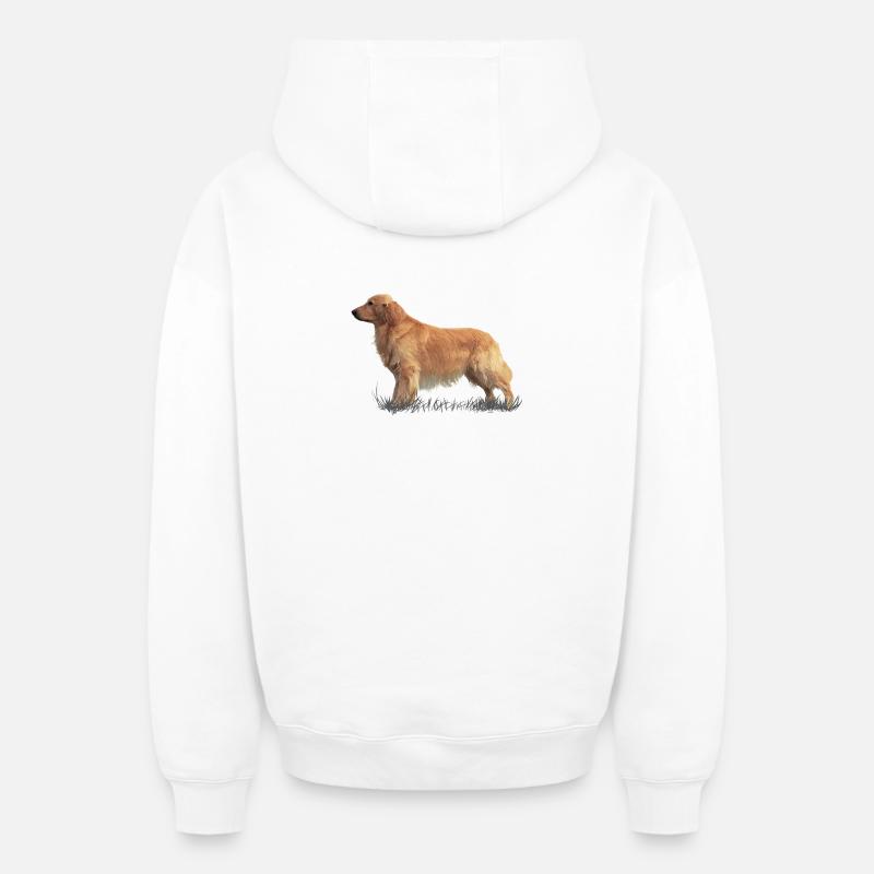 Golden retriever - Sweat à capuche unisexe zippé oversize épais SPREAD - blanc
