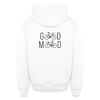 Cyclisme - Bonne humeur - Sweat à capuche unisexe zippé oversize épais SPREAD - blanc - Dos - AI Model Male 178 light (178cm)