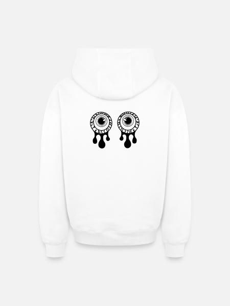 Eyes, pupils with eye fluid tears - Oversized Heavyweight Unisex Zip Hoodie - white