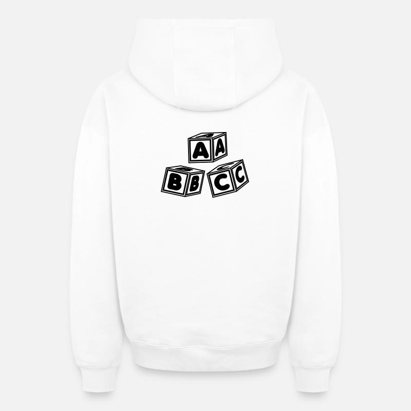 Blocs ABC - Sweat à capuche unisexe zippé oversize épais SPREAD - blanc