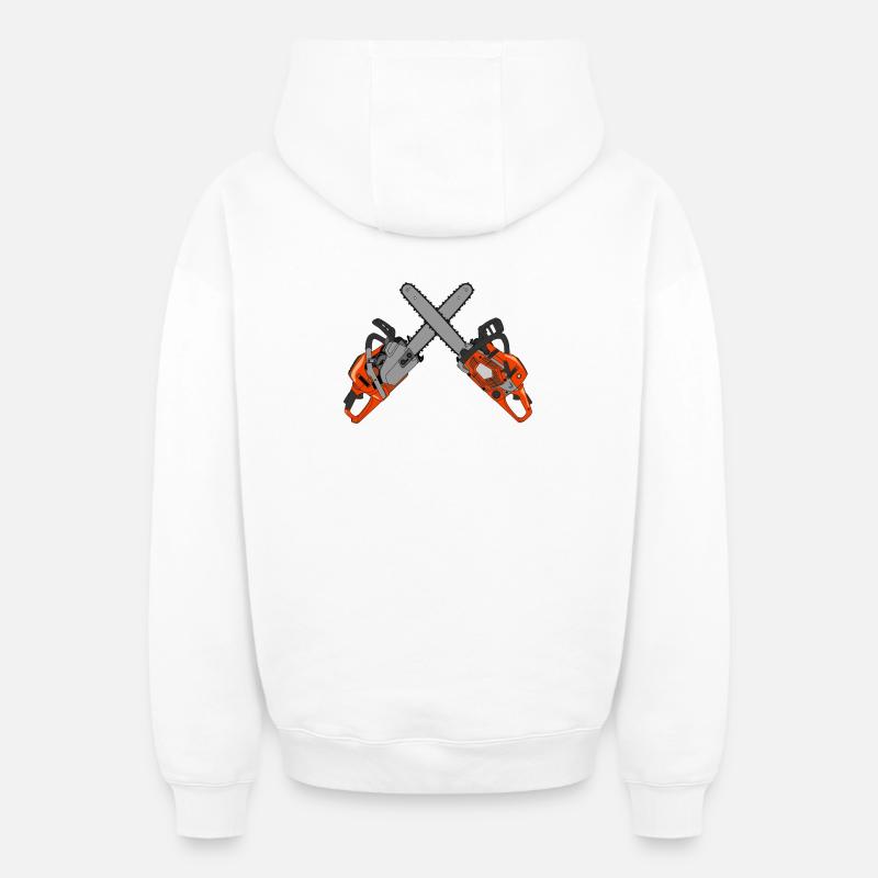 Tronçonneuse - Sweat à capuche unisexe zippé oversize épais SPREAD - blanc