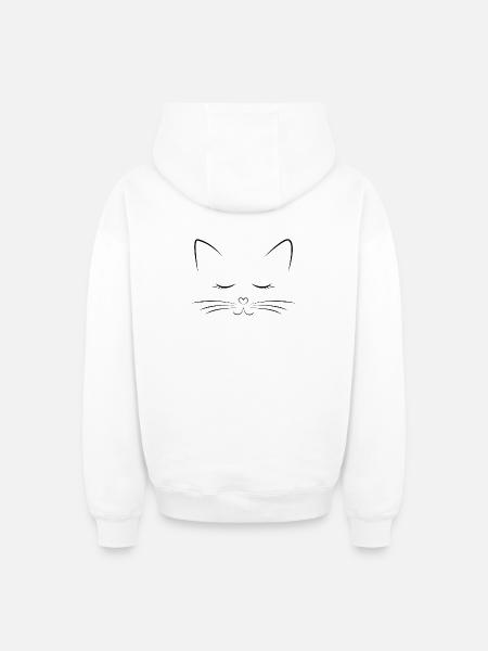 Meow! Cat Illustration - Oversized Heavyweight Unisex Zip Hoodie - white