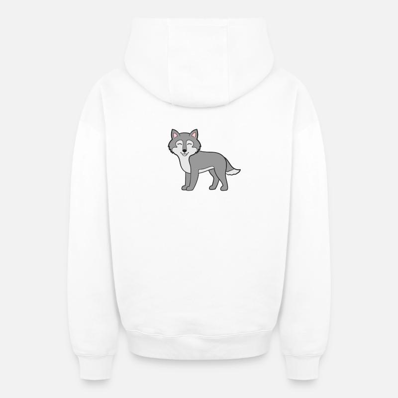 Wolf Wölfe - Oversized Heavyweight Unisex Zip Hoodie - Weiß