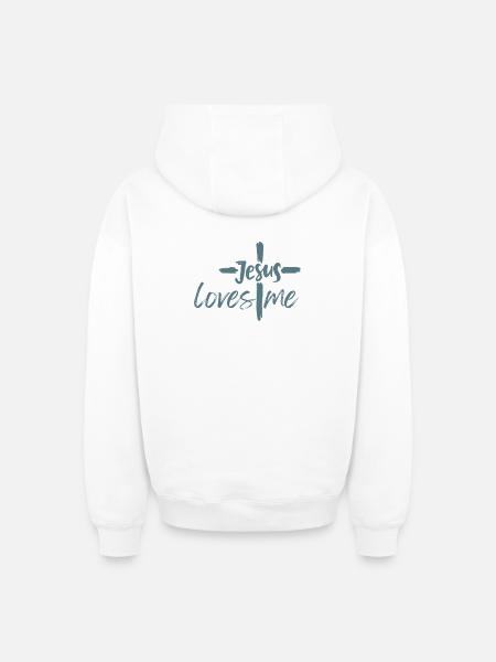 Jesus loves me - Oversized Heavyweight Unisex Zip Hoodie - white