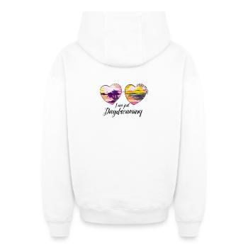 Daydreaming Heart Sunglasses Summer Art - Oversized Heavyweight Unisex Zip Hoodie - Weiß - Hinten - AI Model Male 178 light (178cm)