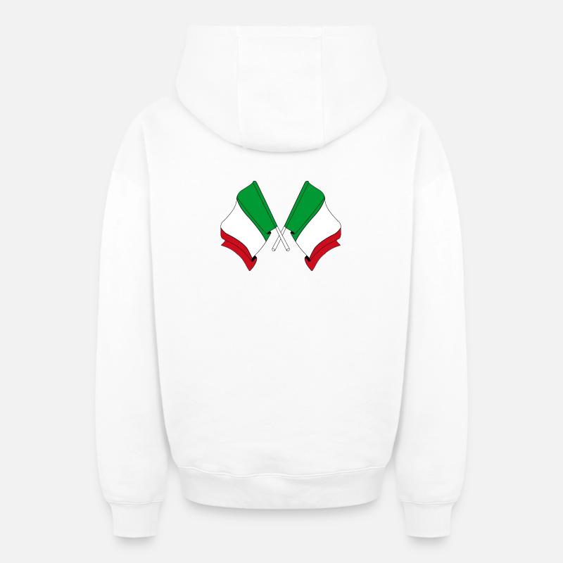 Drapeaux de l’Italie croisés - Sweat à capuche unisexe zippé oversize épais SPREAD - blanc