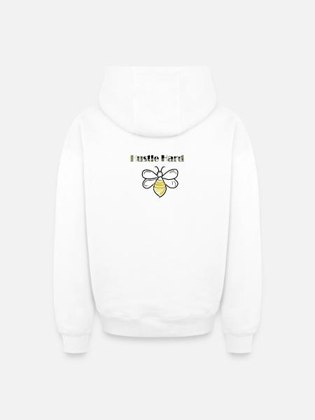 hustle hard bees - Oversized Heavyweight Unisex Zip Hoodie - white