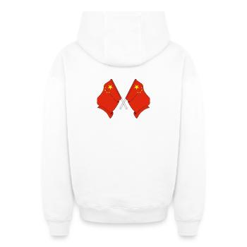 Two flags China - Oversized Heavyweight Unisex Zip Hoodie - white - Back - AI Model Male 178 light (178cm)
