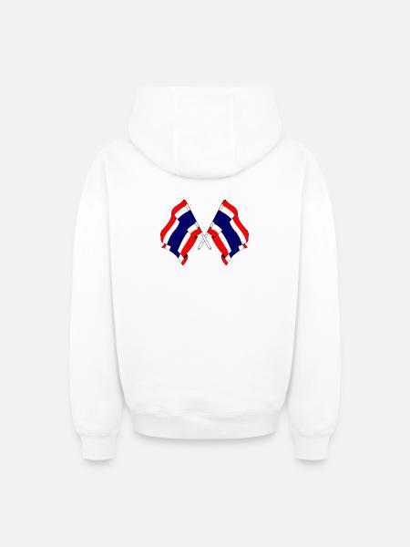 Two flags crossed from Thailand - Oversized Heavyweight Unisex Zip Hoodie - white