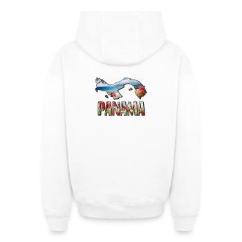 Carte aquarelle Panama - Sweat à capuche unisexe zippé oversize épais SPREAD - blanc - Dos - AI Model Male 178 light (178cm)