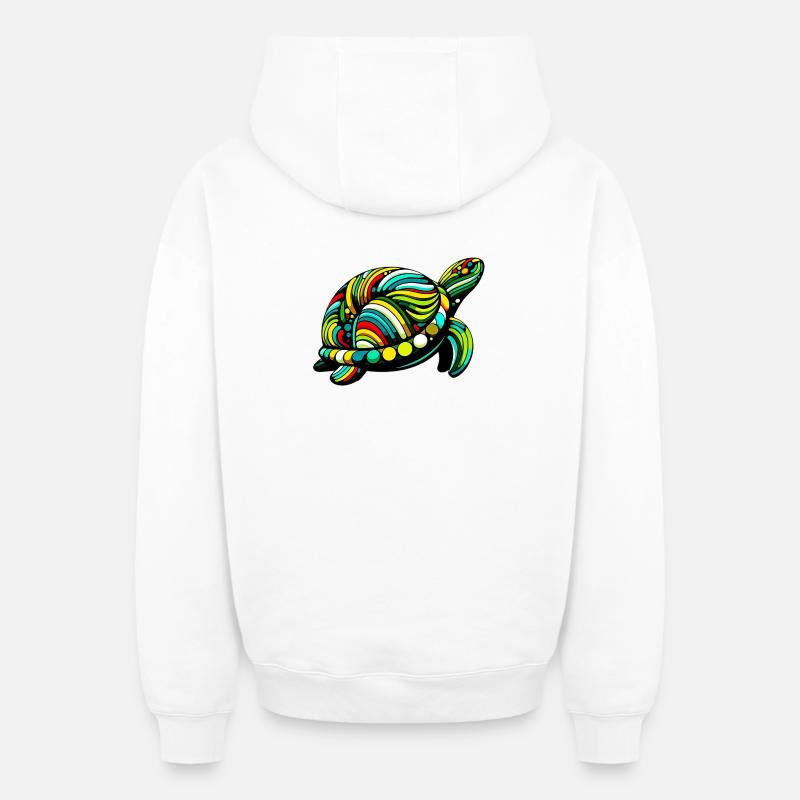 Tortue - Sweat à capuche unisexe zippé oversize épais SPREAD - blanc