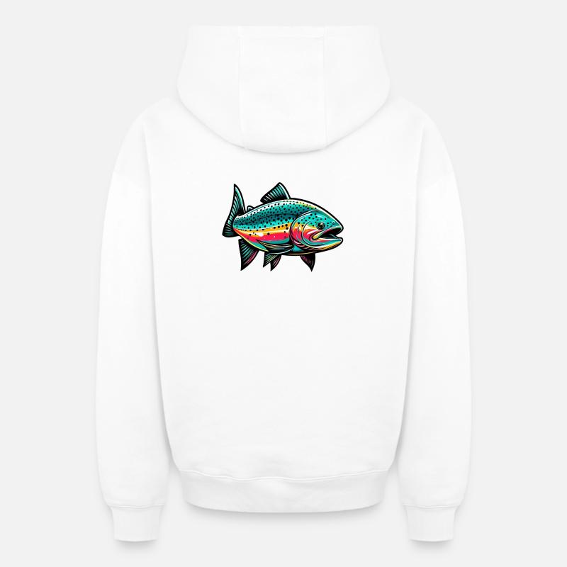 Saumon - Sweat à capuche unisexe zippé oversize épais SPREAD - blanc