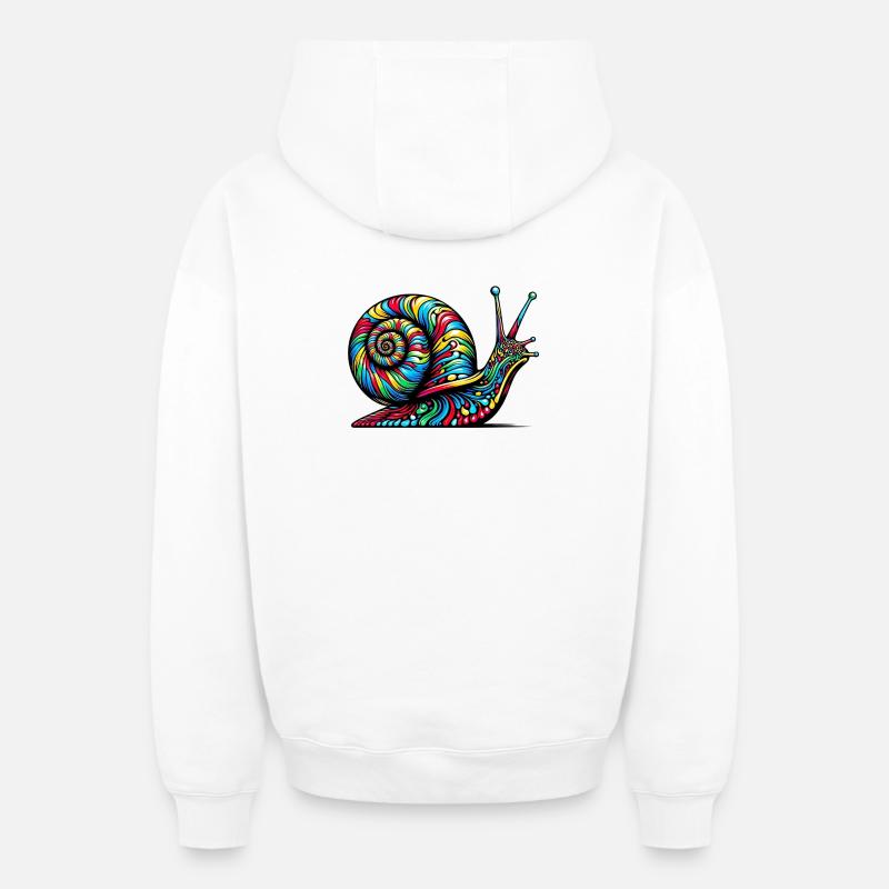 Escargot - Sweat à capuche unisexe zippé oversize épais SPREAD - blanc