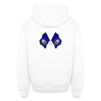 Two Flags Crossed New Hampshire - Oversized Heavyweight Unisex Zip Hoodie - white - Back - AI Model Male 178 light (178cm)