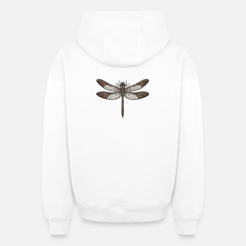 Libellule - Sweat à capuche unisexe zippé oversize épais SPREAD - blanc