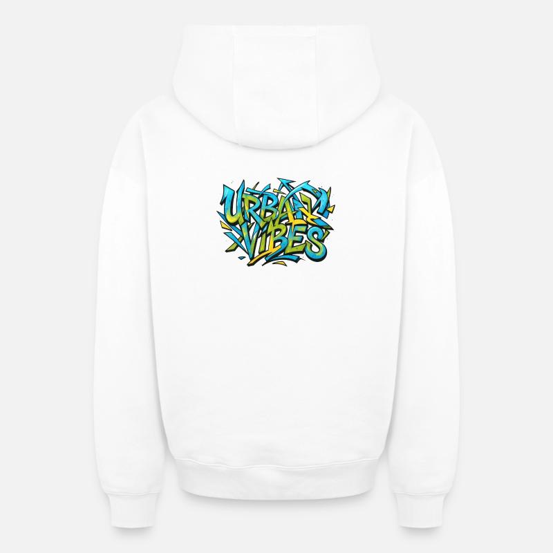 Ambiance urbaine - Sweat à capuche unisexe zippé oversize épais SPREAD - blanc