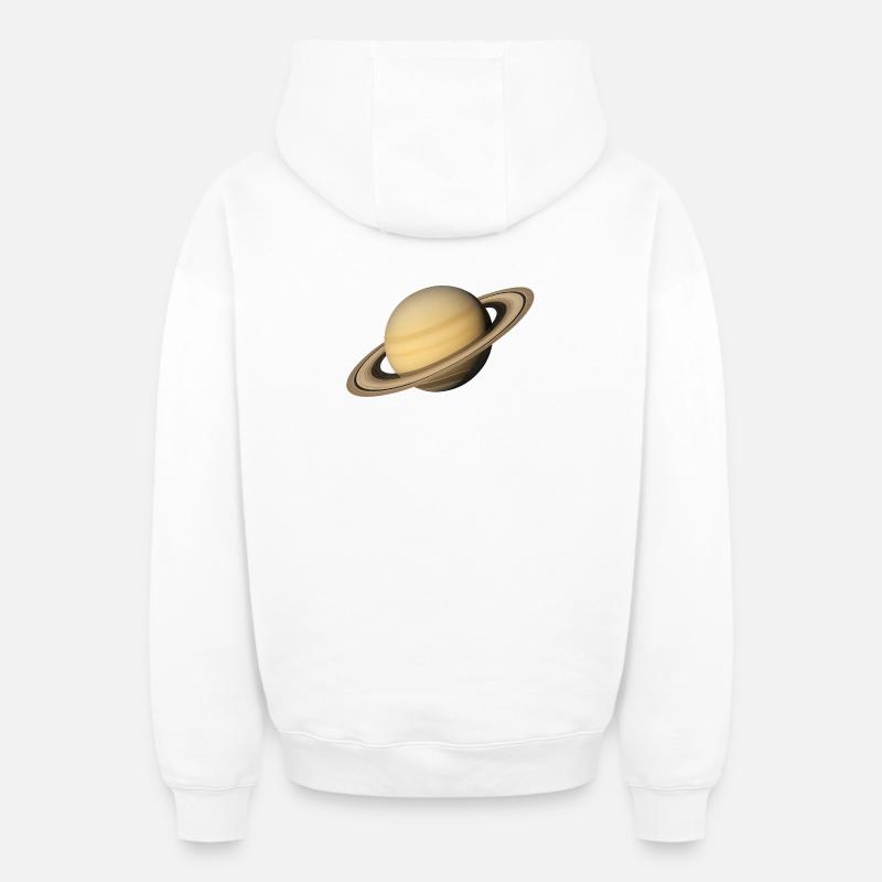 Saturne - Planète Saturne - Sweat à capuche unisexe zippé oversize épais SPREAD - blanc