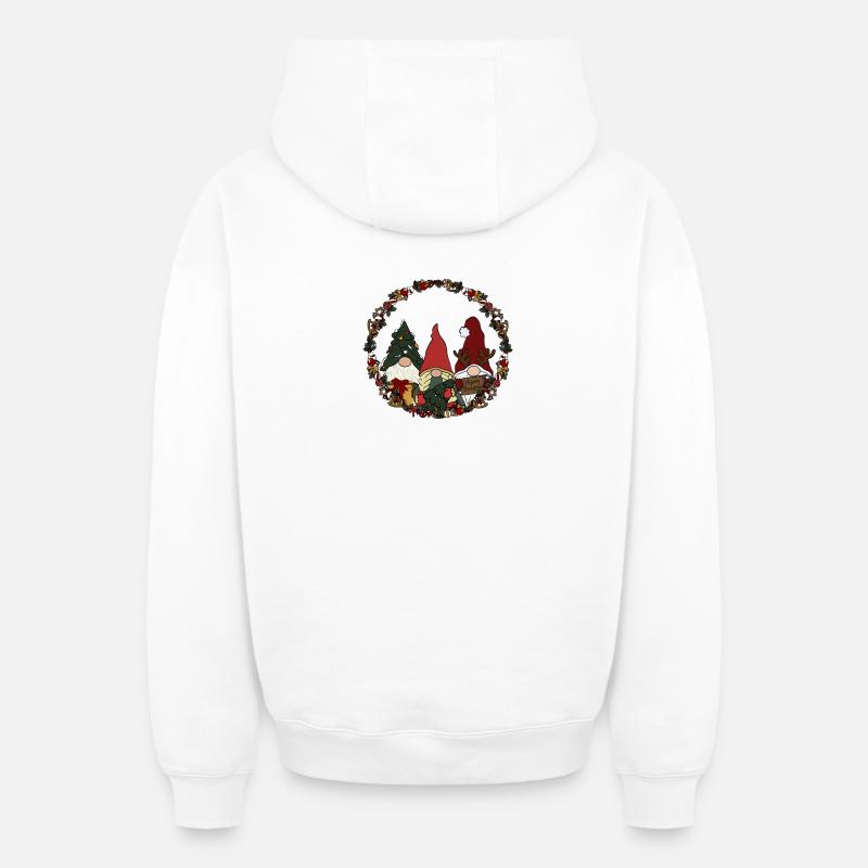 Wichtel  im Weihnachtskranz - Oversized Heavyweight Unisex Zip Hoodie - Weiß