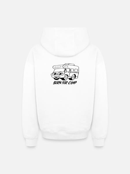 Born for Camp - Oversized Heavyweight Unisex Zip Hoodie - white