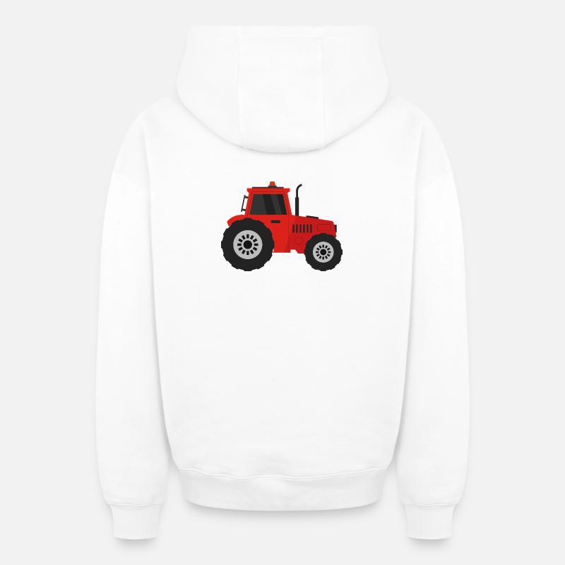 tracteur - Sweat à capuche unisexe zippé oversize épais SPREAD - blanc