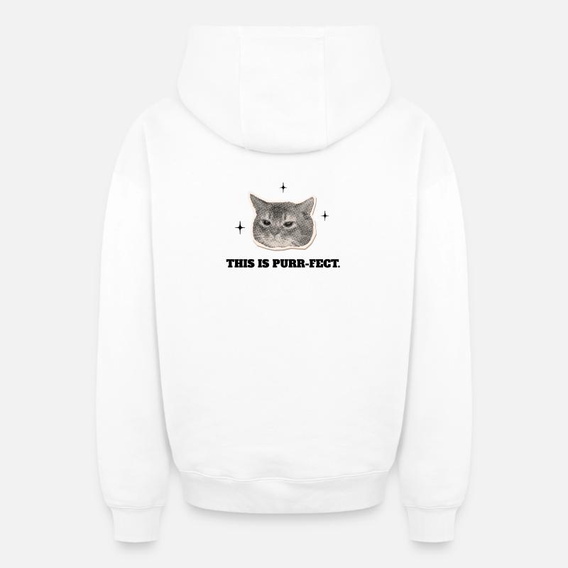 Le Chat Ronron-parfait - Sweat à capuche unisexe zippé oversize épais SPREAD - blanc