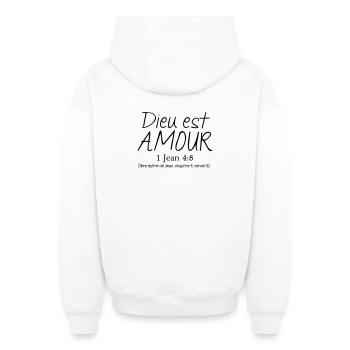 Gott ist Liebe - Oversized Heavyweight Unisex Zip Hoodie - Weiß - Hinten - AI Model Male 178 light (178cm)